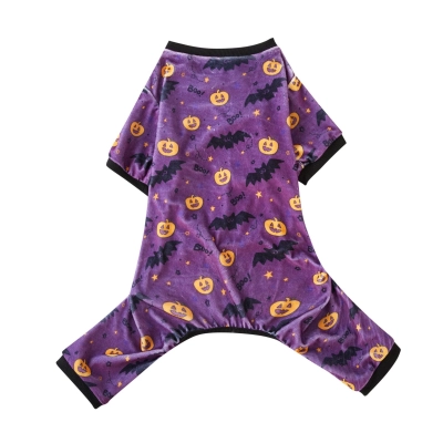 Halloween Pet Costume With Pumpkin Bat Prints 02