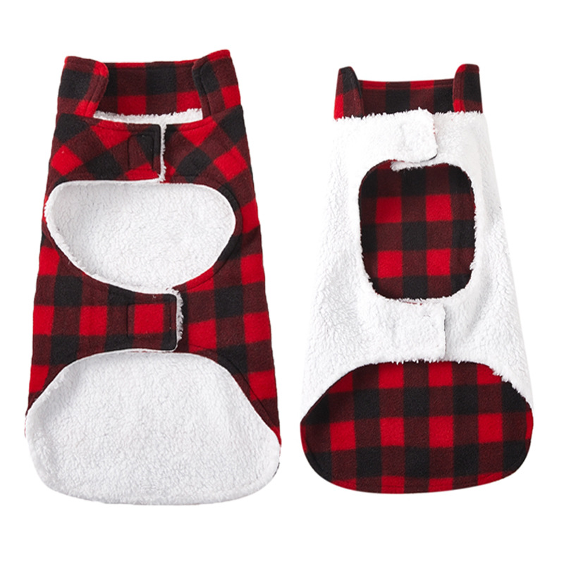 Reversible Dog Vest Plaid Outer Fleece Lining