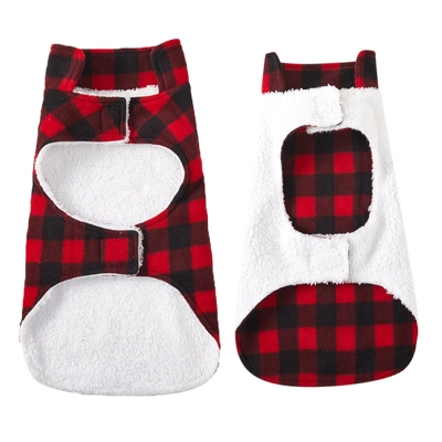 Reversible Dog Vest Plaid Outer Fleece Lining 01
