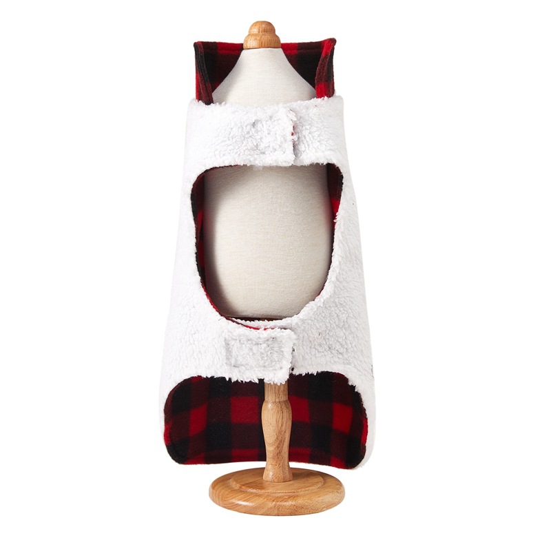 Reversible Dog Vest Plaid Outer Fleece Lining