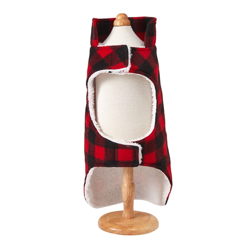 Reversible Dog Vest Plaid Outer Fleece Lining