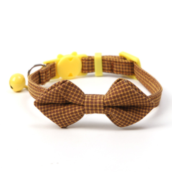 Plaid Pet Collar With Bow Tie Bell Charm