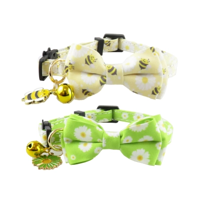 Daisy Bee Pet Collar With Bow Bell Charm 02