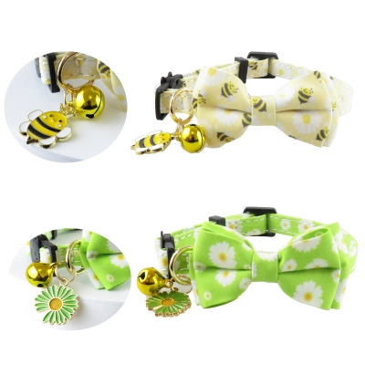 Daisy Bee Pet Collar With Bow Bell Charm 01