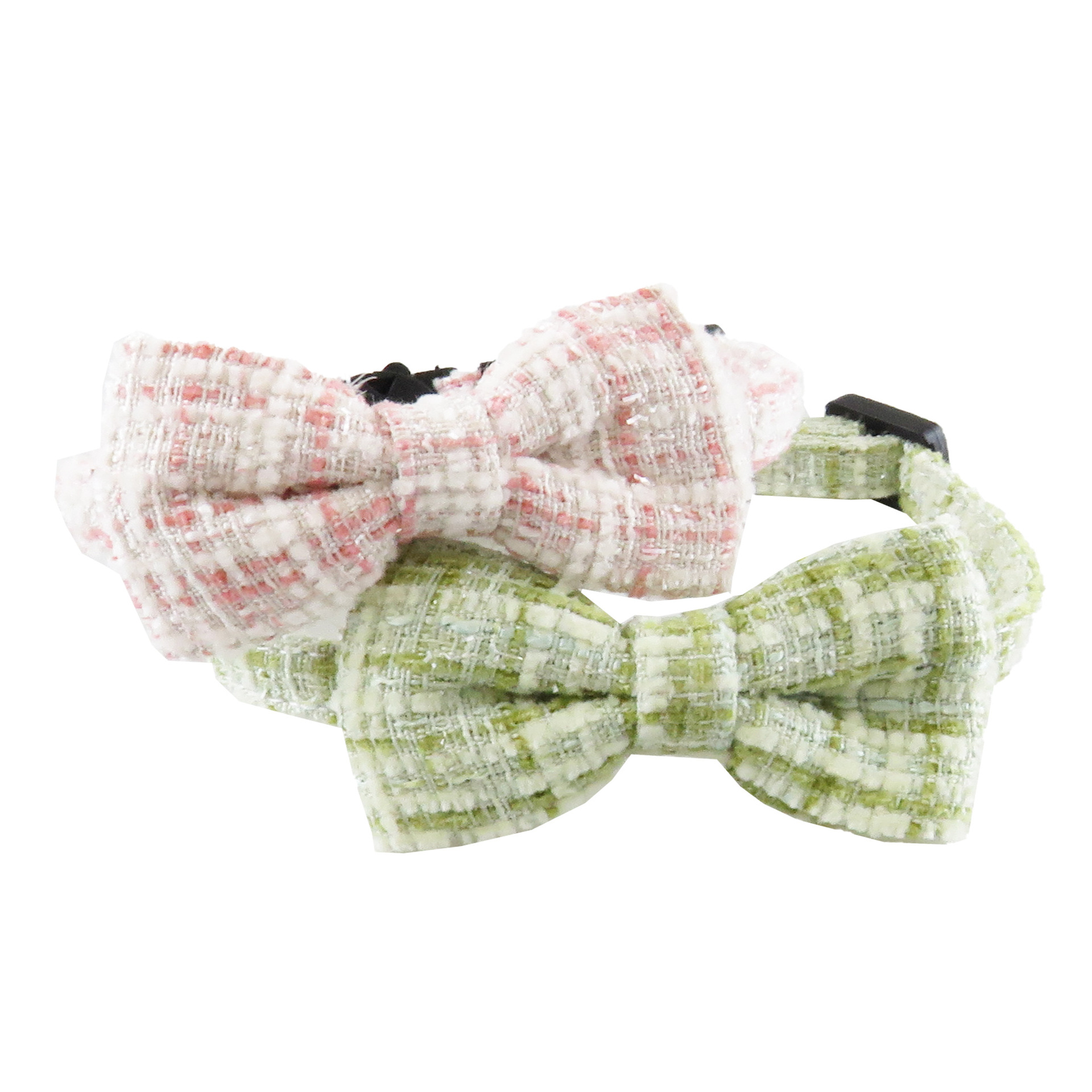 Tweed Pet Collar With Bow Bell Charm