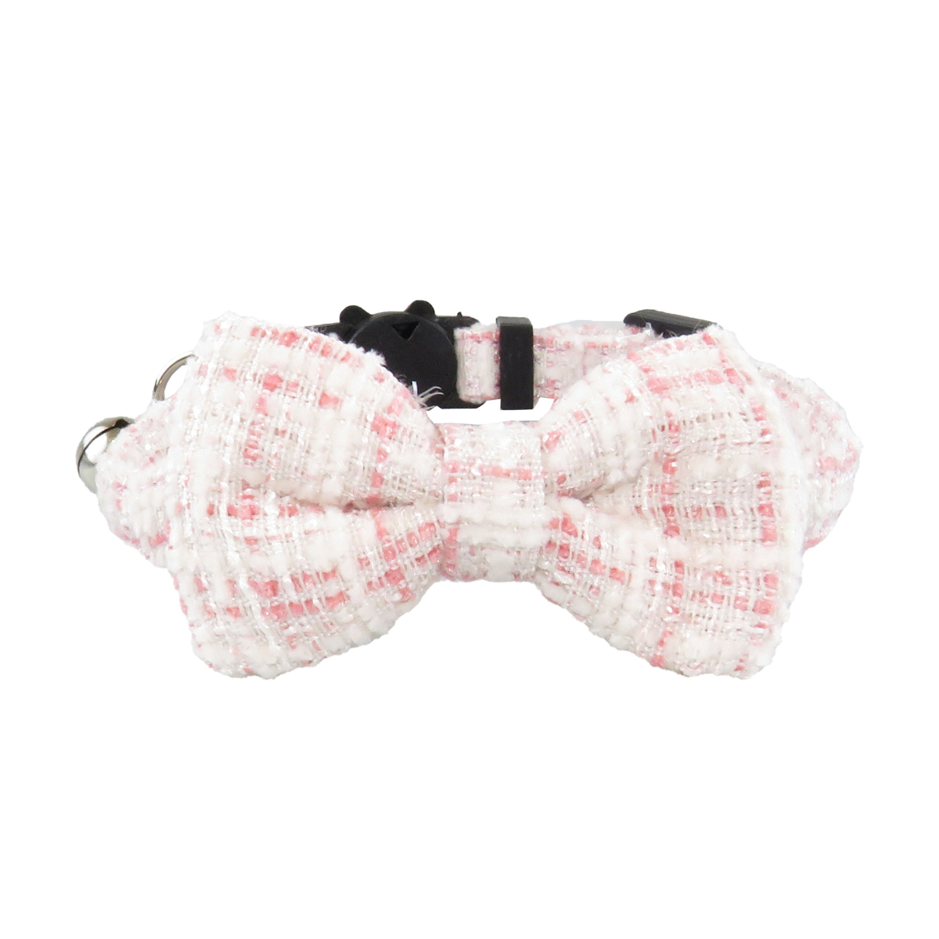 Tweed Pet Collar With Bow Bell Charm