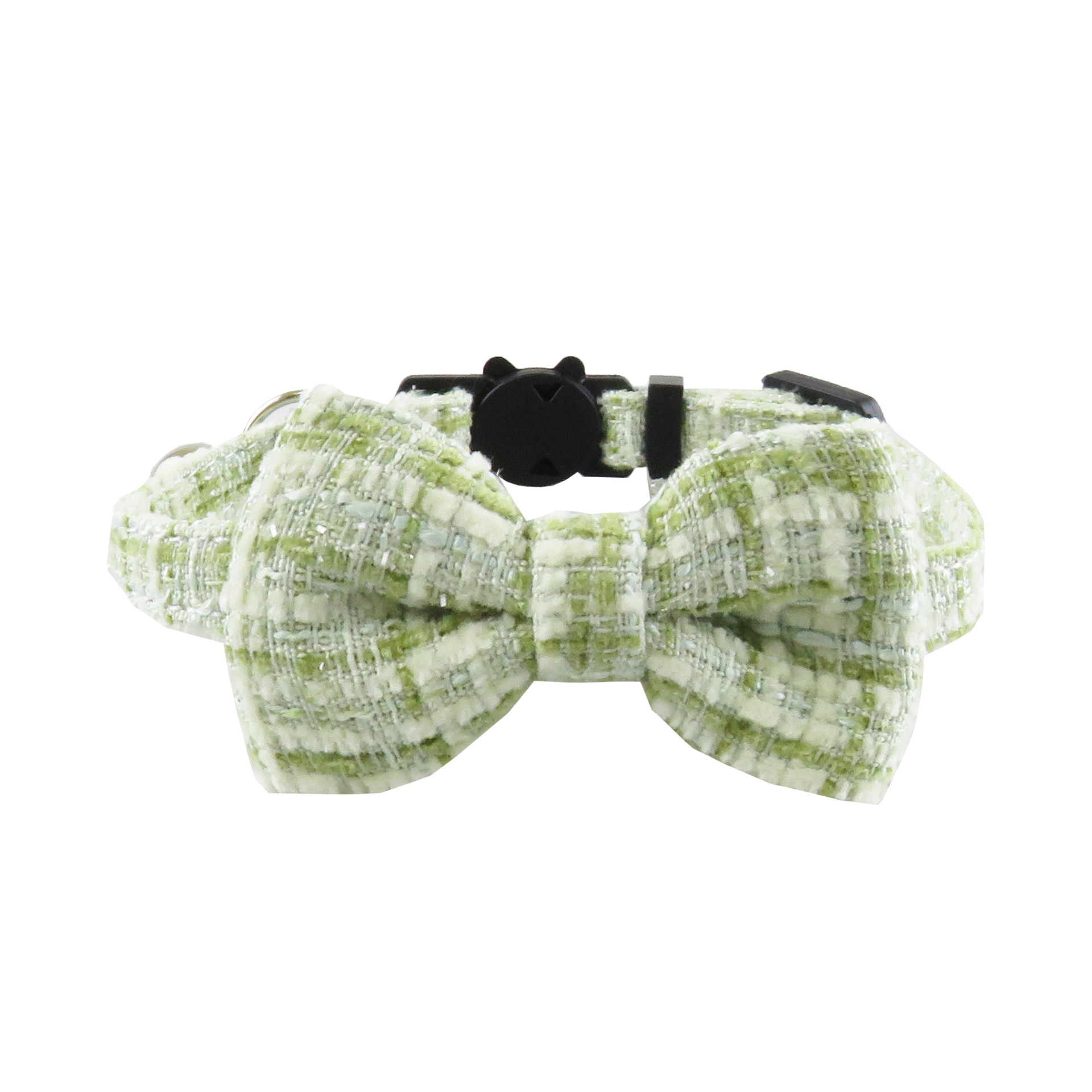Tweed Pet Collar With Bow Bell Charm