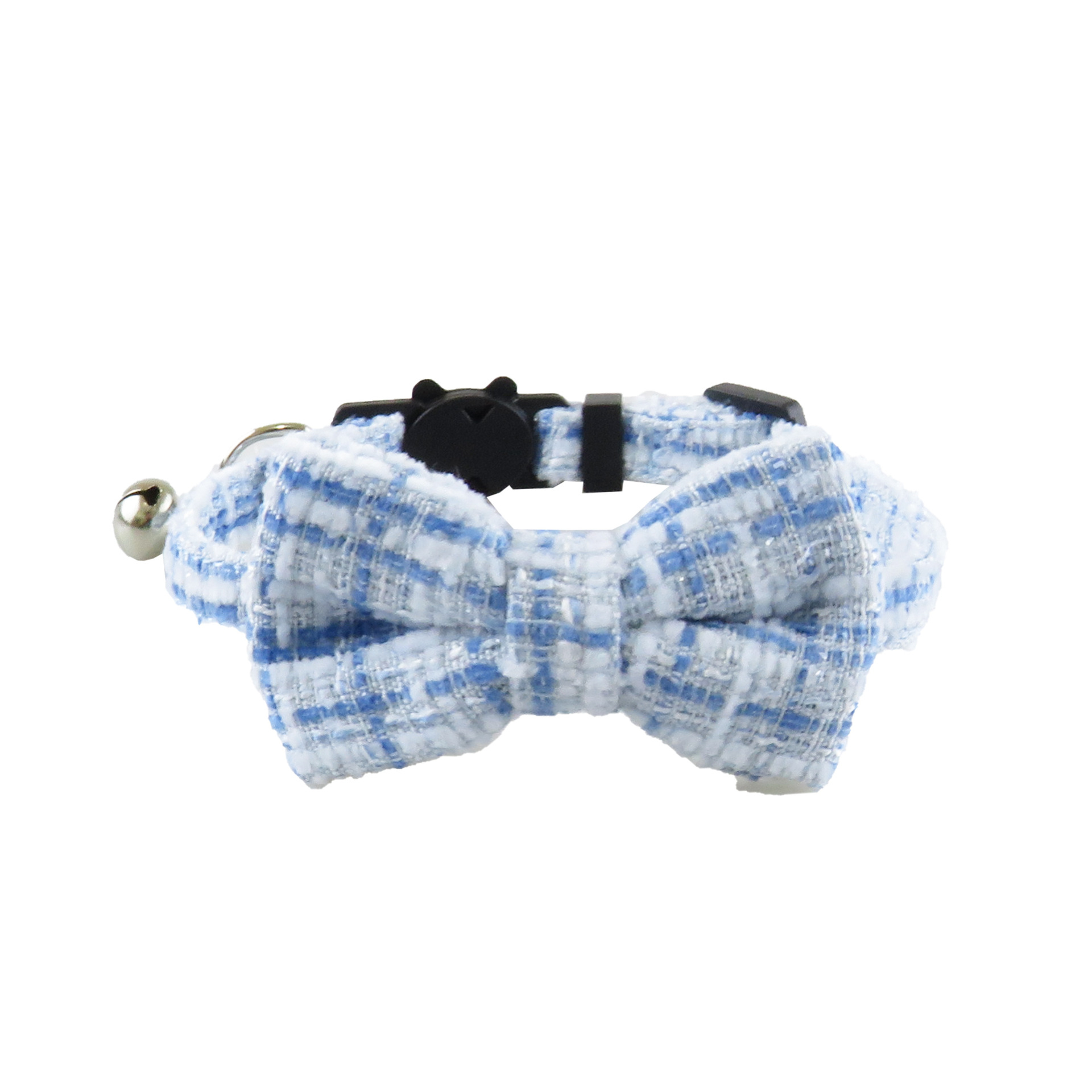 Tweed Pet Collar With Bow Bell Charm