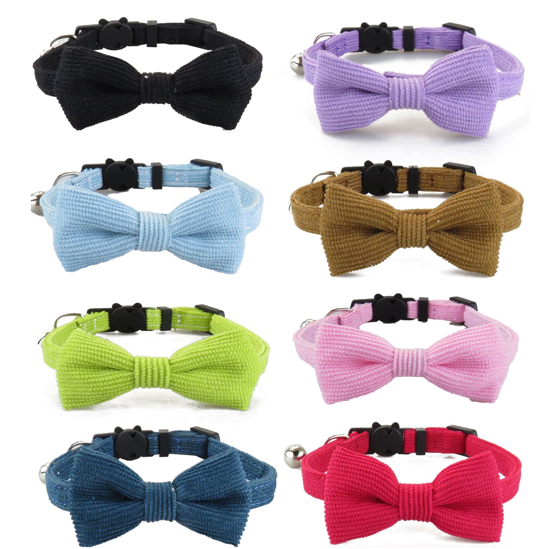 Corduroy Pet Collar With Cat Face Buckle