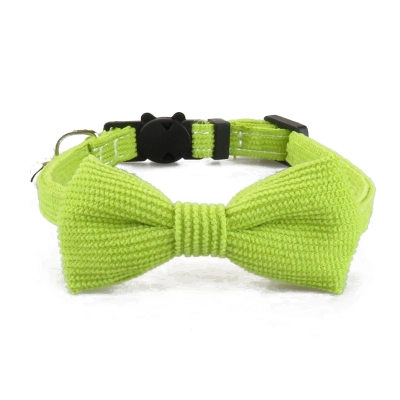 Corduroy Pet Collar With Cat Face Buckle 02