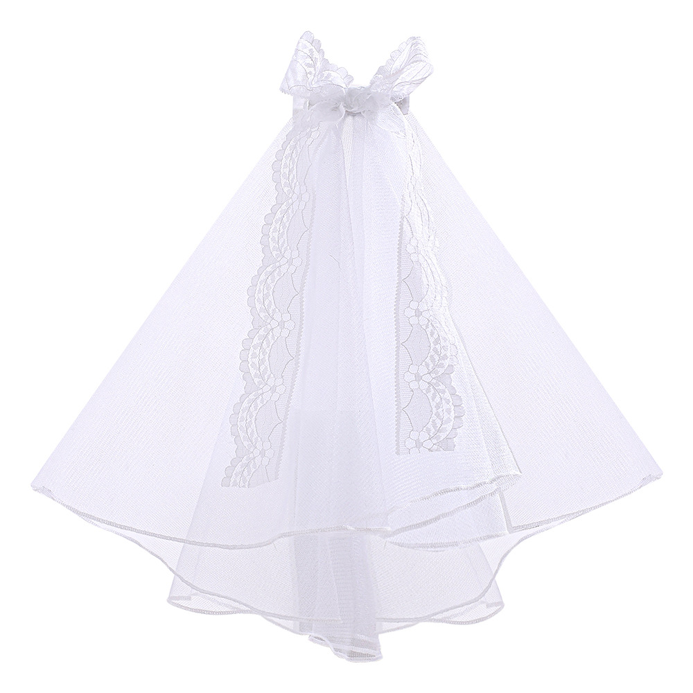 Pet Wedding Veil With Lace Bow Design
