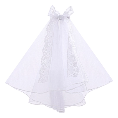 Pet Wedding Veil With Lace Bow Design 02