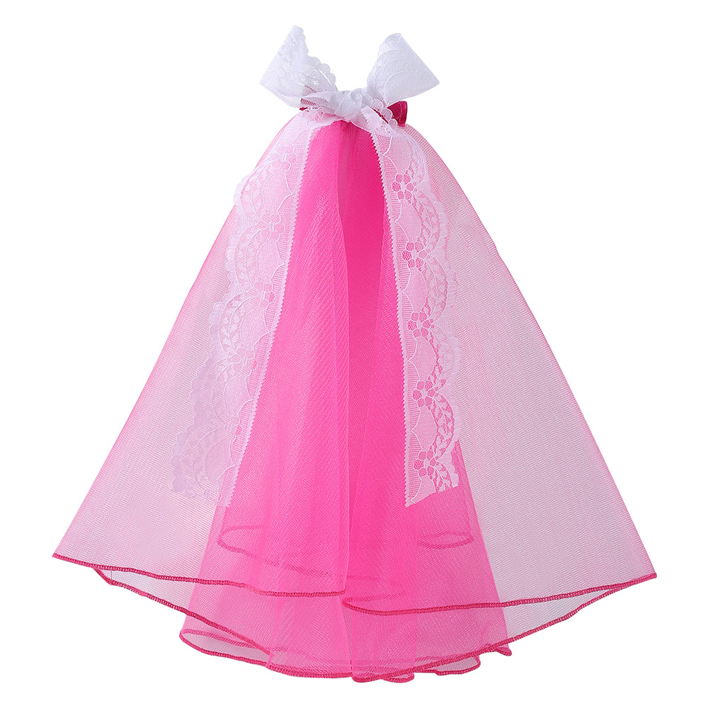 Pet Wedding Veil With Lace Bow Design