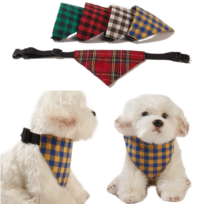 Plaid Pet Bandana With Secure Snap Button 01