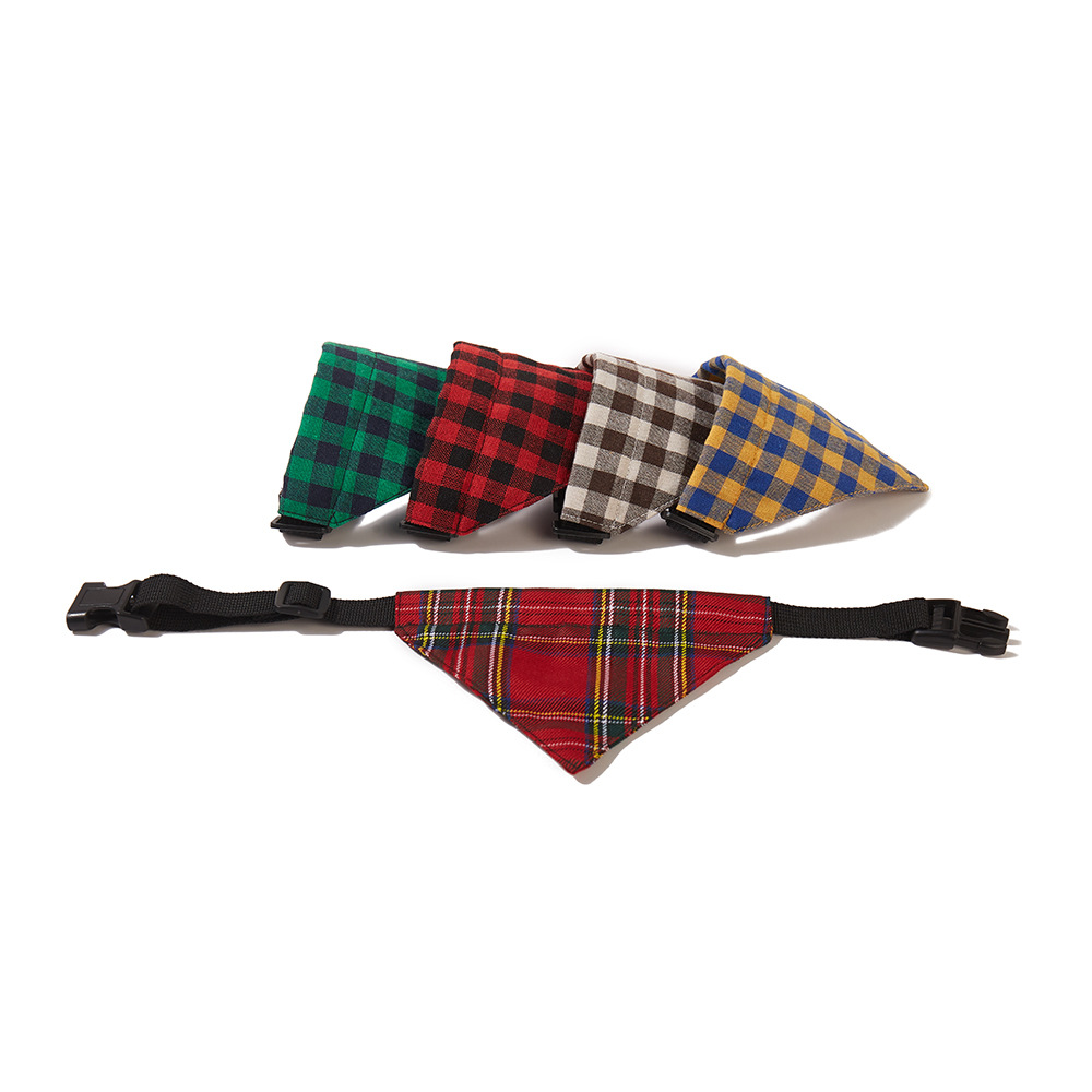 Plaid Pet Bandana With Secure Snap Button