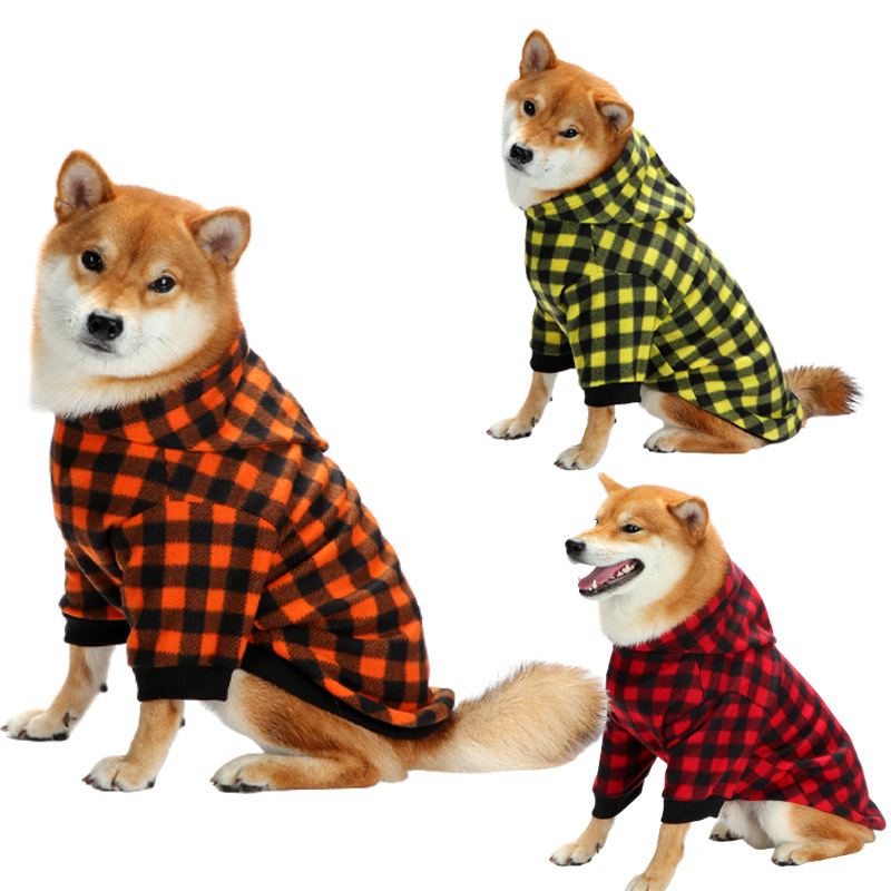 Christmas Pet Hoodie With Plaid Pattern