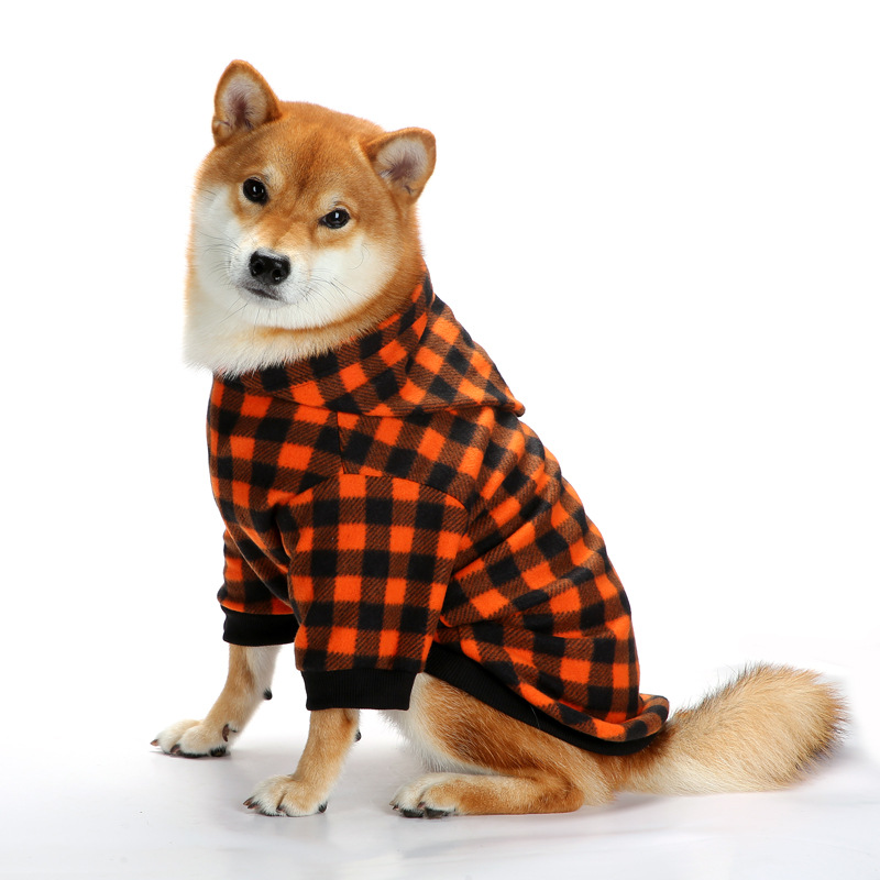 Christmas Pet Hoodie With Plaid Pattern