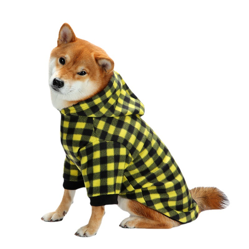 Christmas Pet Hoodie With Plaid Pattern