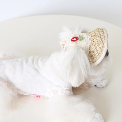 Floral Sun Hat For Pets With Lace Trim 02