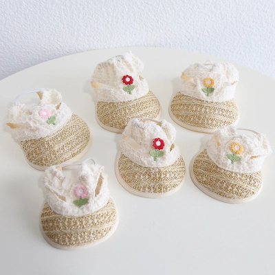 Floral Sun Hat For Pets With Lace Trim 01