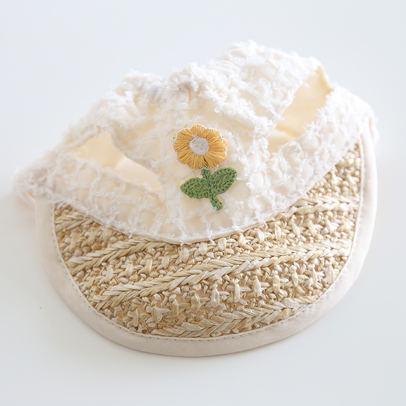 Floral Sun Hat For Pets With Lace Trim