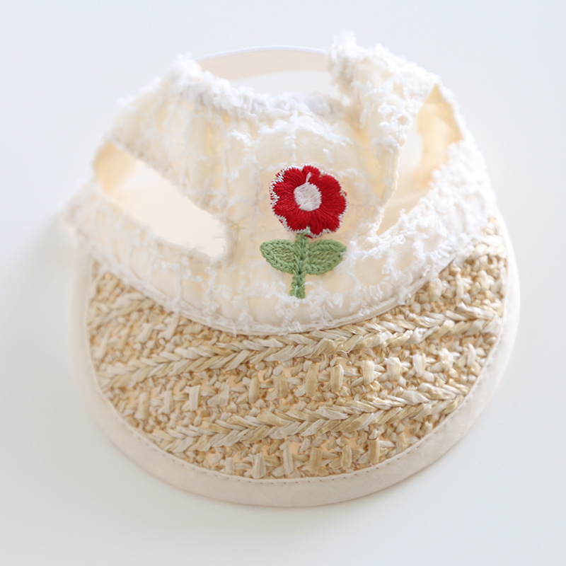 Floral Sun Hat For Pets With Lace Trim