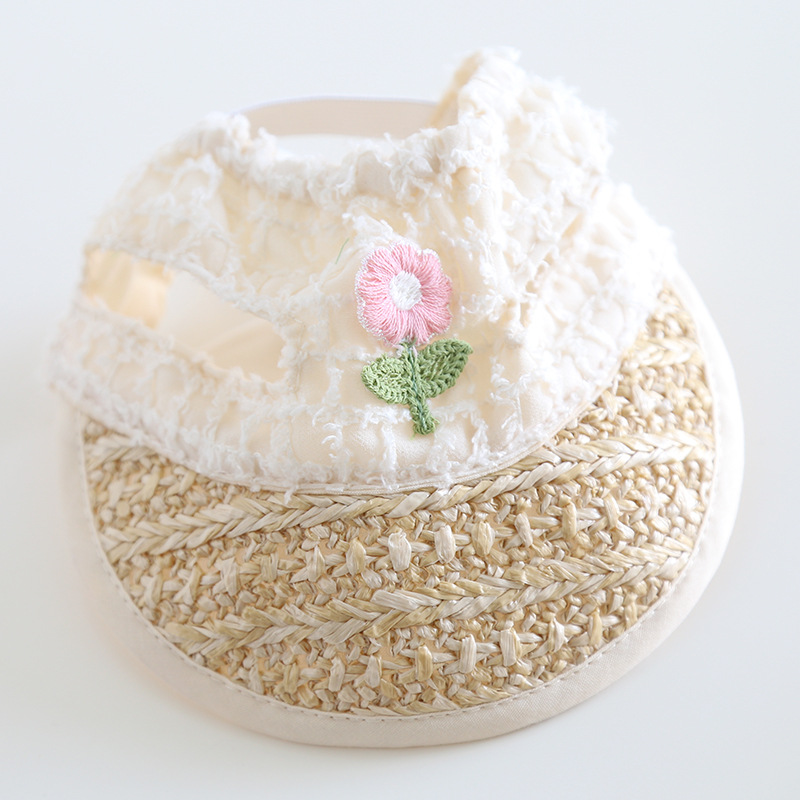 Floral Sun Hat For Pets With Lace Trim