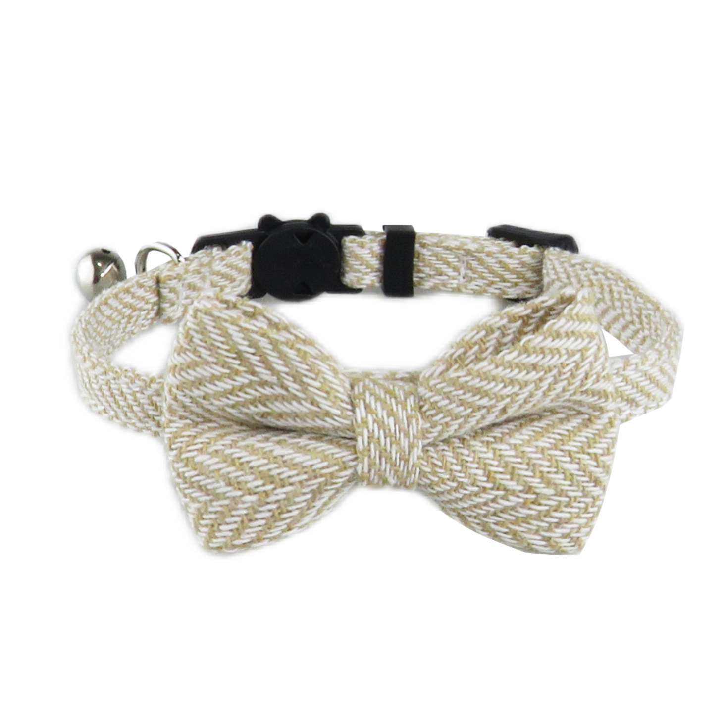 Herringbone Pet Collar With Bow Bell Charm