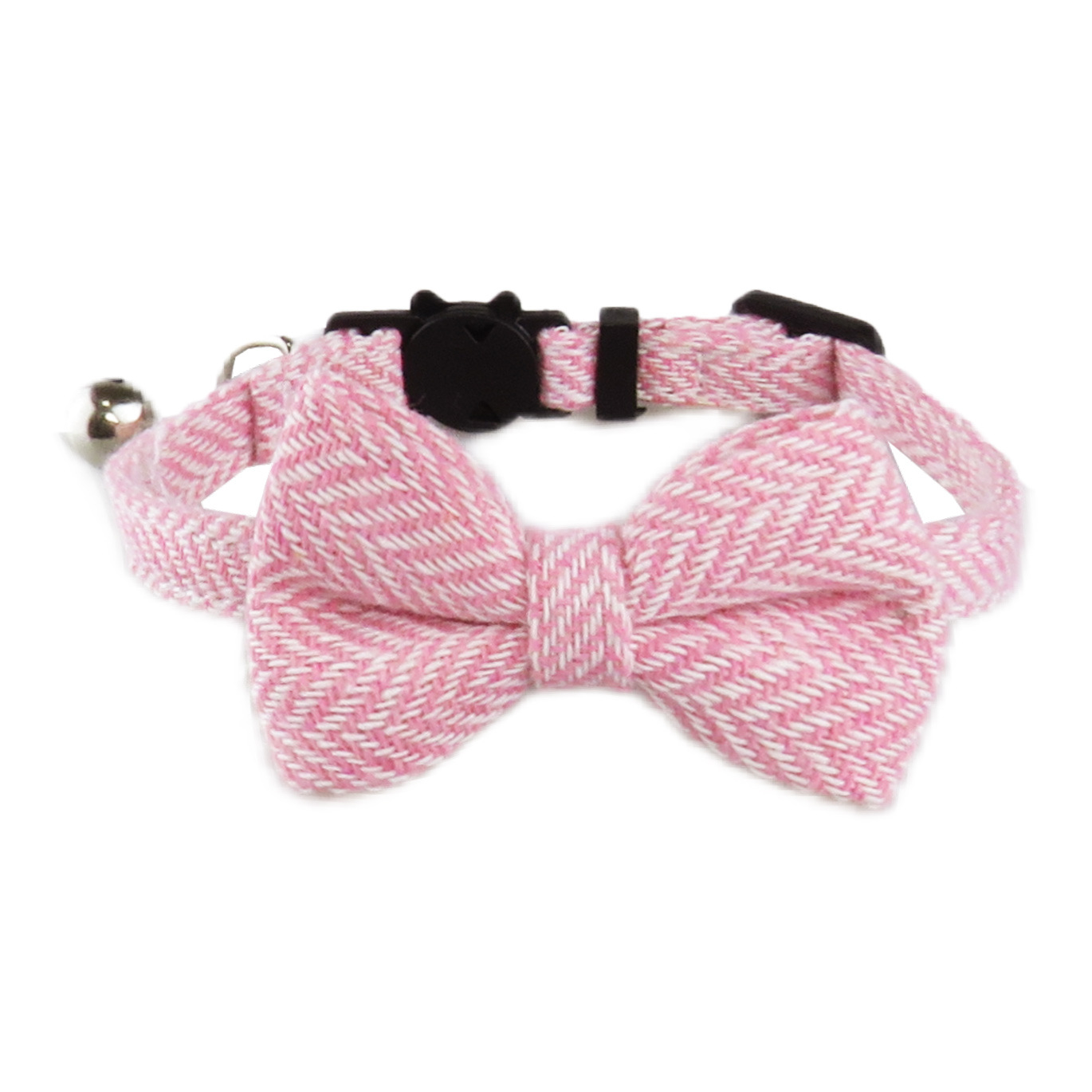 Herringbone Pet Collar With Bow Bell Charm