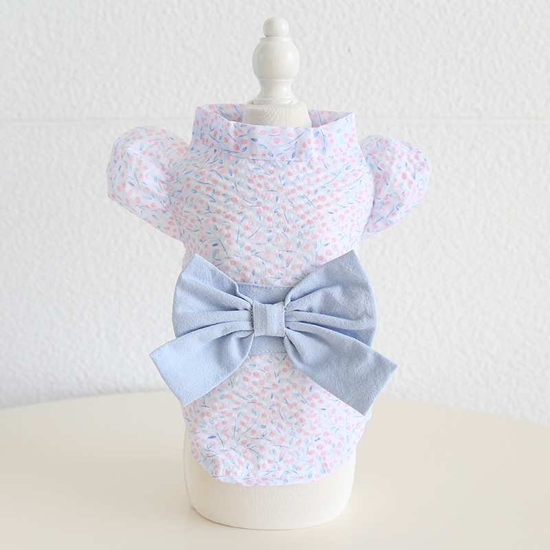 Floral Kimono Pet Dress With Bow Tie