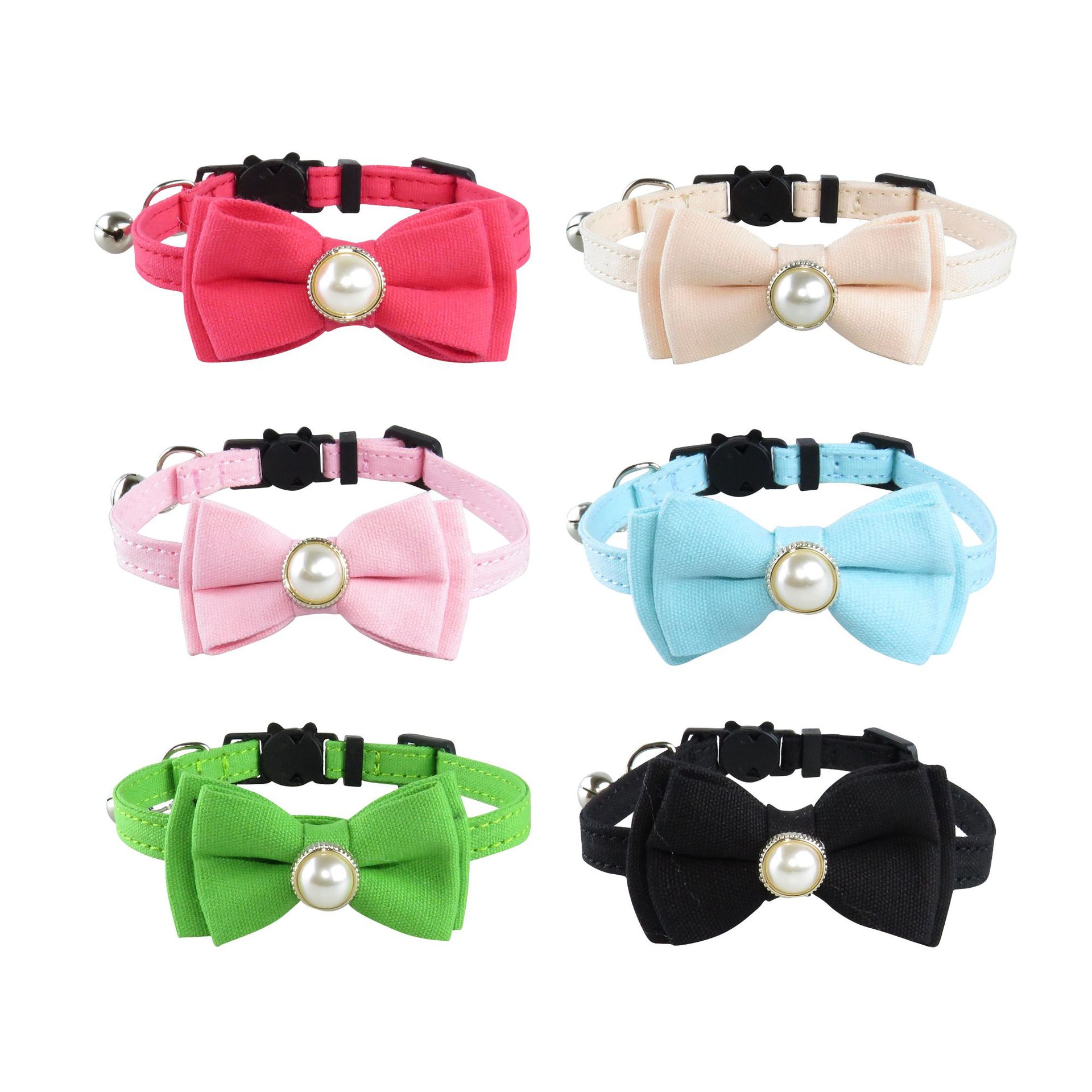 Pearl Pet Collar With Bow Cat Charm