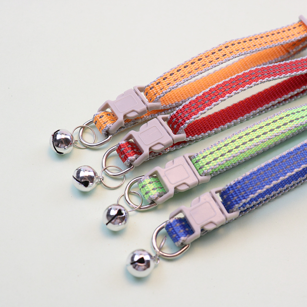 Reflective Nylon Collar With Bell For Pets