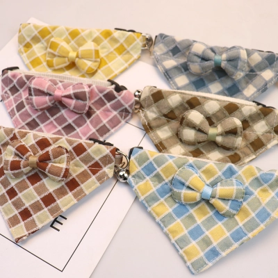 Plaid Bow Tie Pet Collar With Bell 02