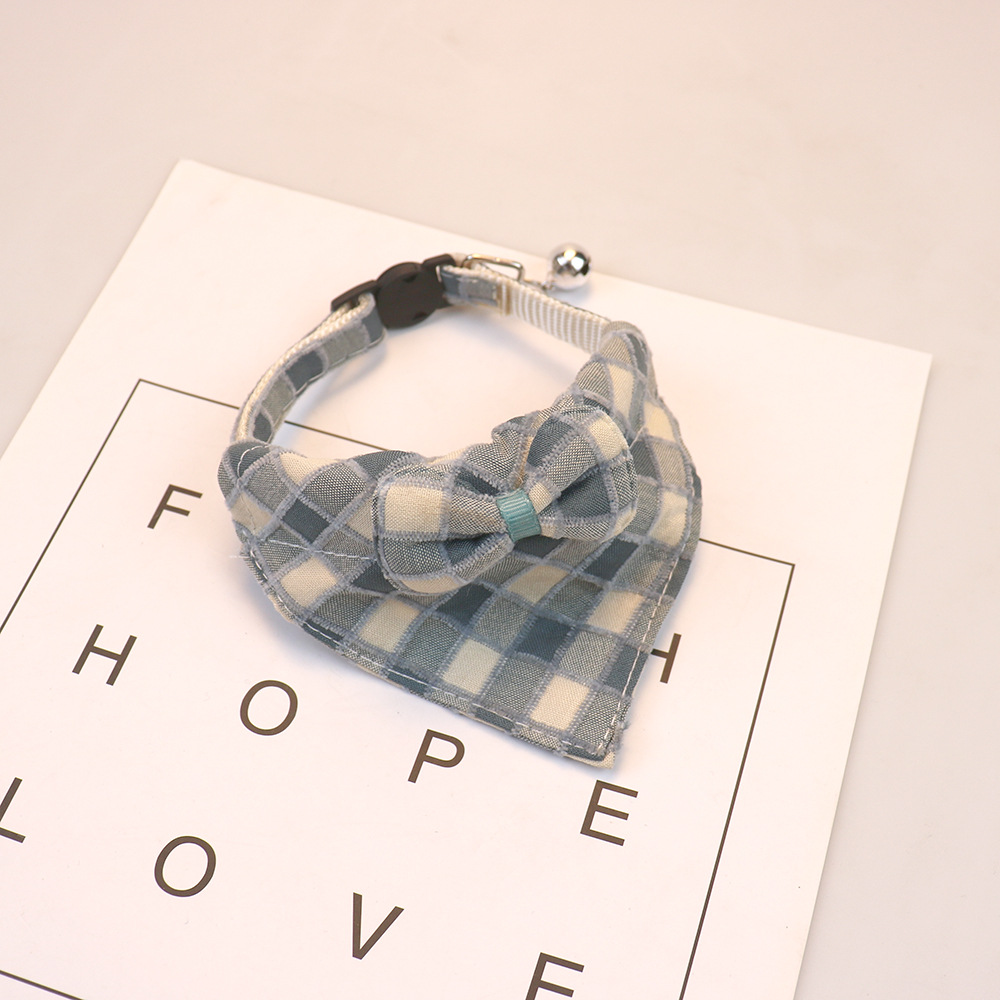 Plaid Bow Tie Pet Collar With Bell