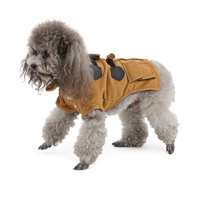 Classic Brown Pet Coat Warm Fleece Lined Design 02