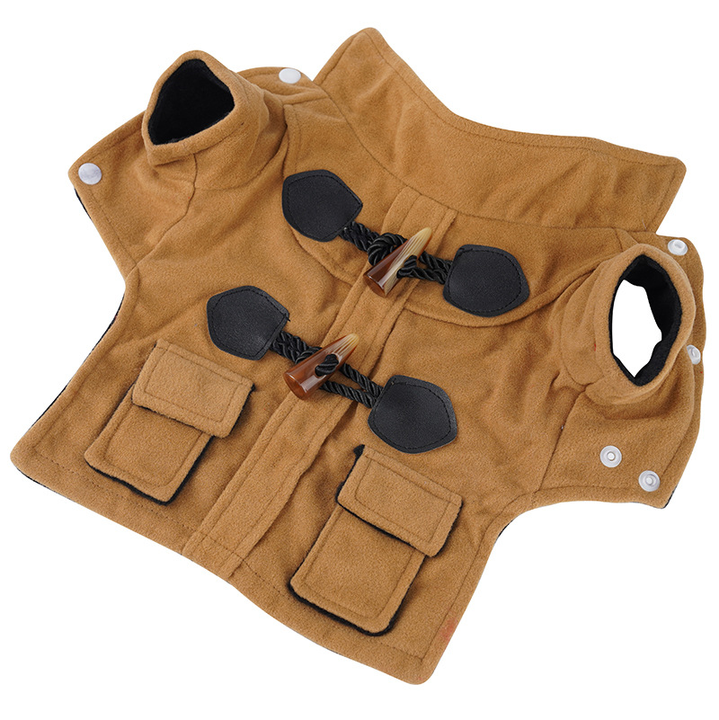 Classic Brown Pet Coat Warm Fleece Lined Design
