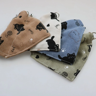 Adorable Cat Print Pet Bibs With Jingle Bells 02