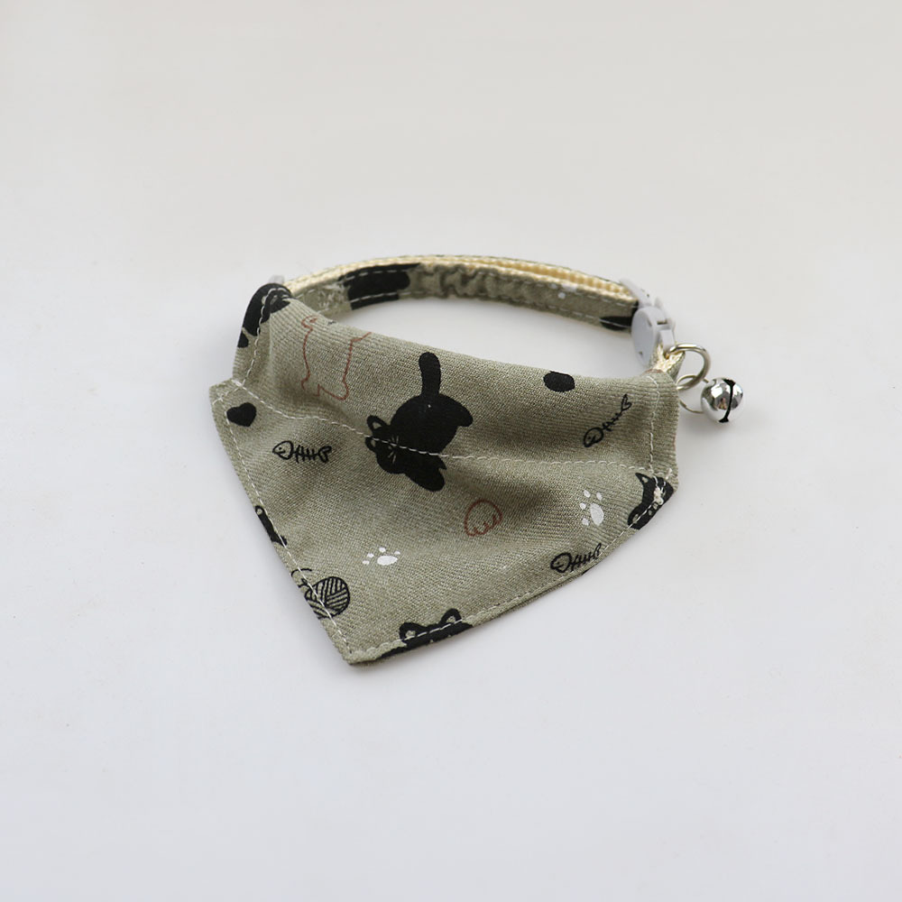 Adorable Cat Print Pet Bibs With Jingle Bells