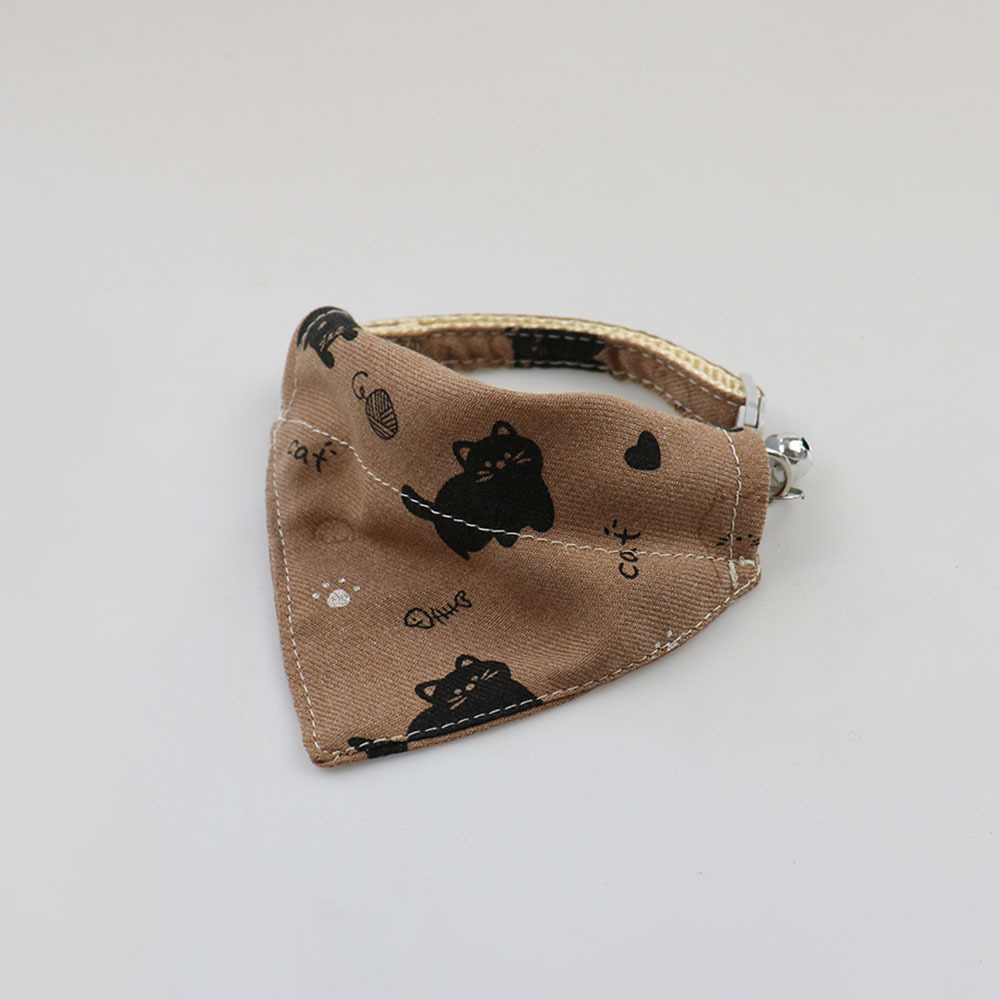 Adorable Cat Print Pet Bibs With Jingle Bells