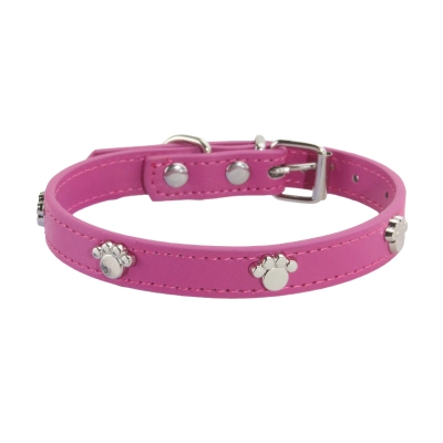 Paw Print Leather Collar for Small Dogs and Cats 02