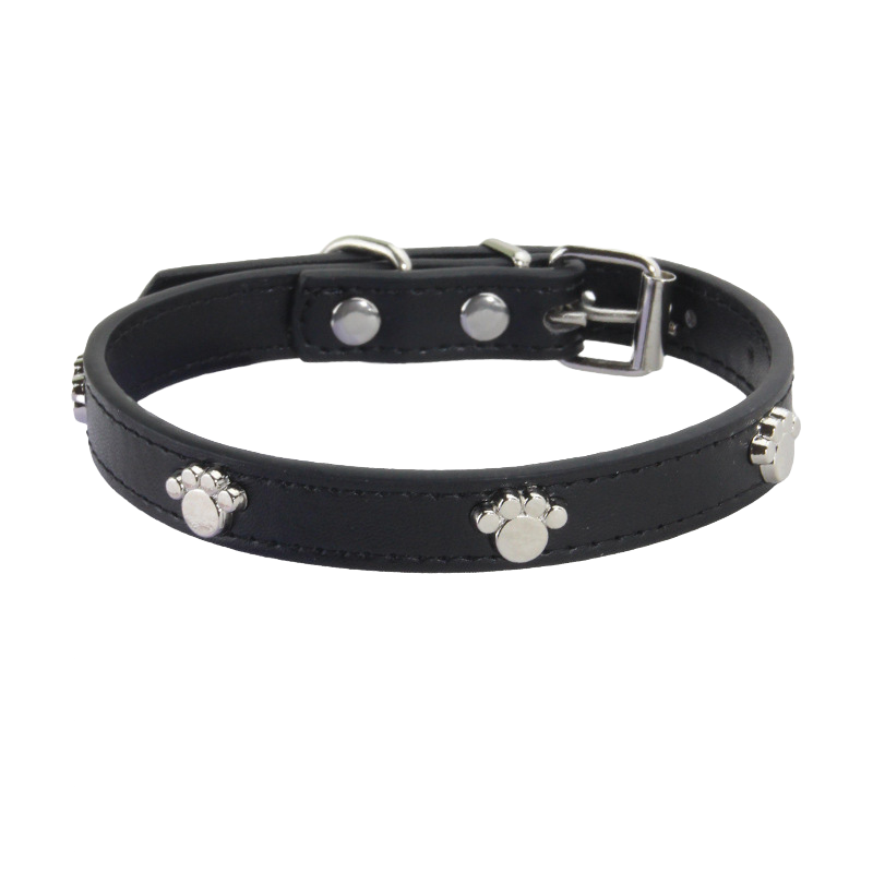 Paw Print Leather Collar for Small Dogs and Cats