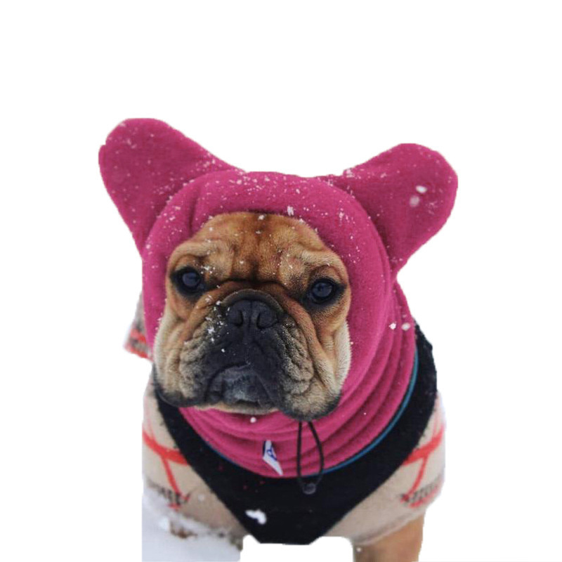 Dog Fleece Hood Warm Pet Hat Head Cover