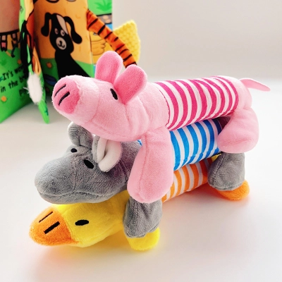 Cute Plush Duck Rhino Pig Squeaky Pet Toys 02
