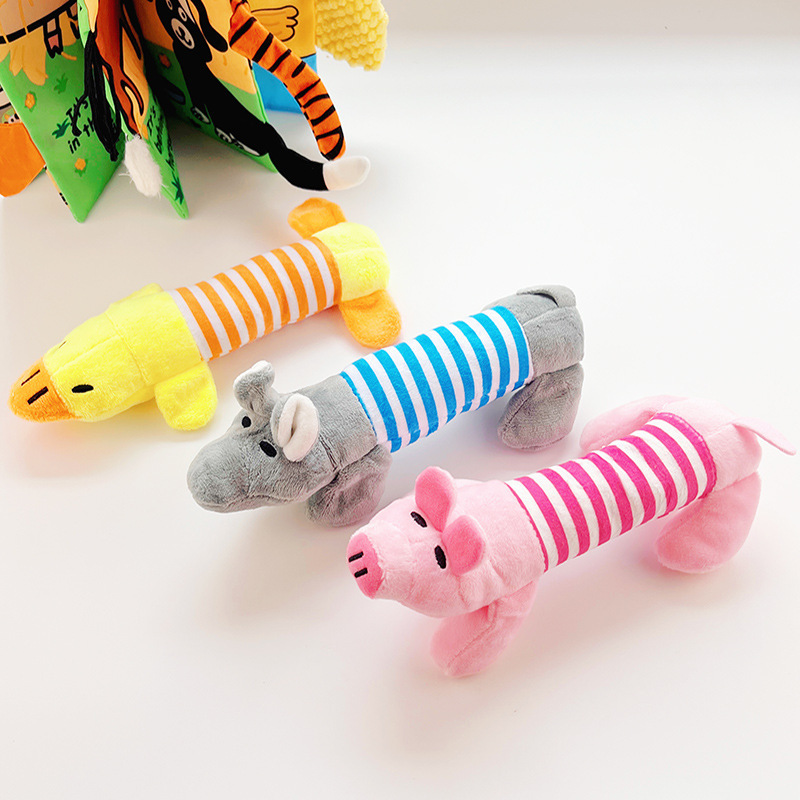 Cute Plush Duck Rhino Pig Squeaky Pet Toys