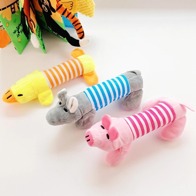 Cute Plush Duck Rhino Pig Squeaky Pet Toys 01
