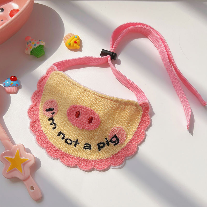 Cute Knit Pet Bibs with Cartoon Embroidery Designs