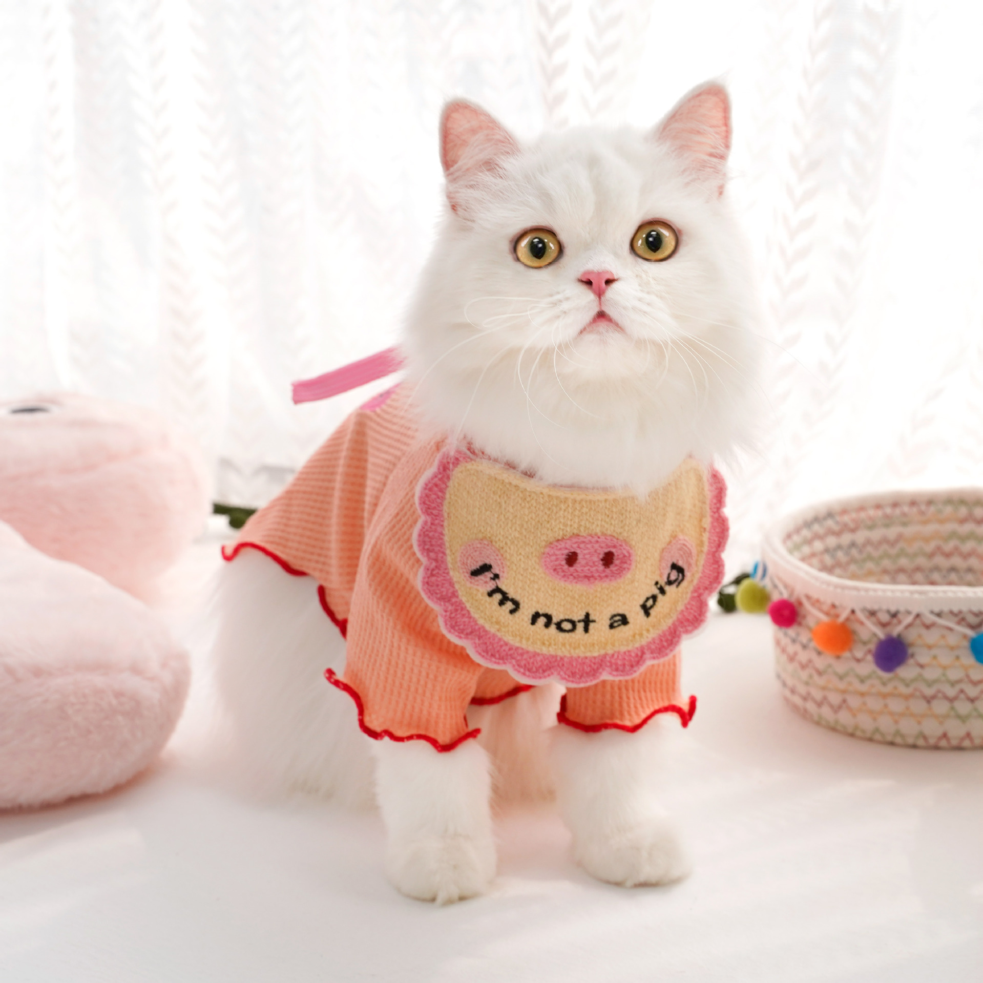Cute Knit Pet Bibs with Cartoon Embroidery Designs