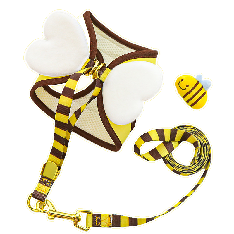 Cute Bee Pet Harness Vest with Wings Leash