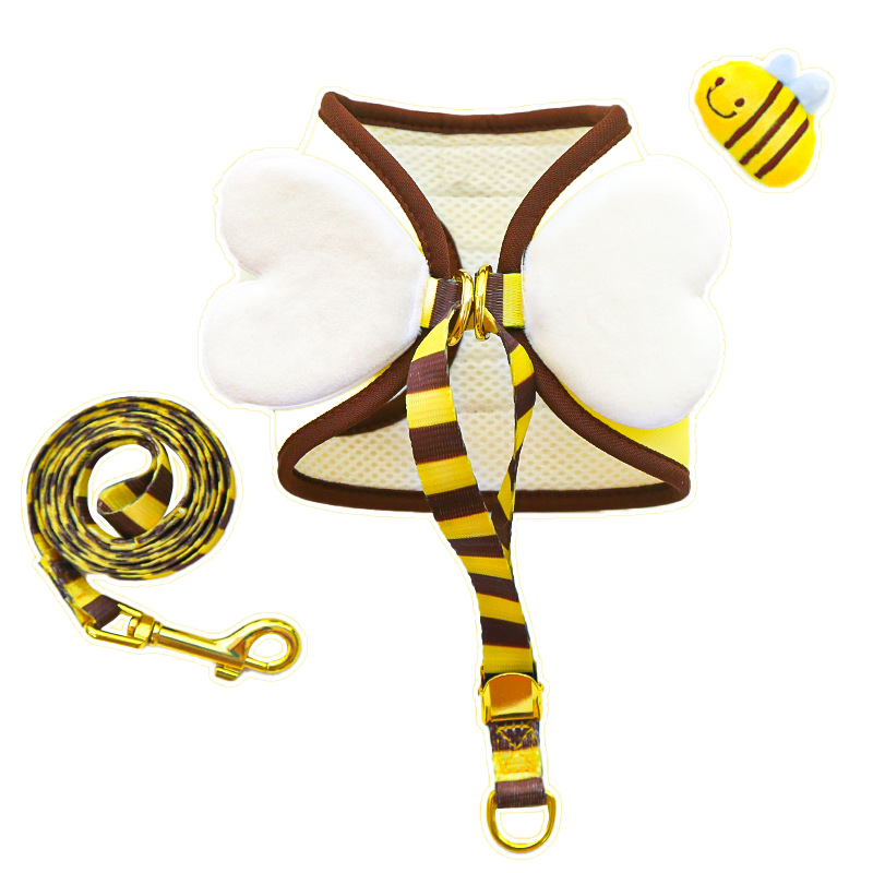 Cute Bee Pet Harness Vest with Wings Leash