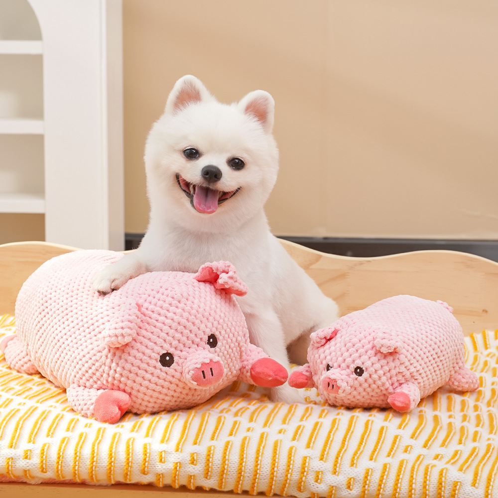 Yellow Plush Dog Chew Toy with Squeaker Sound